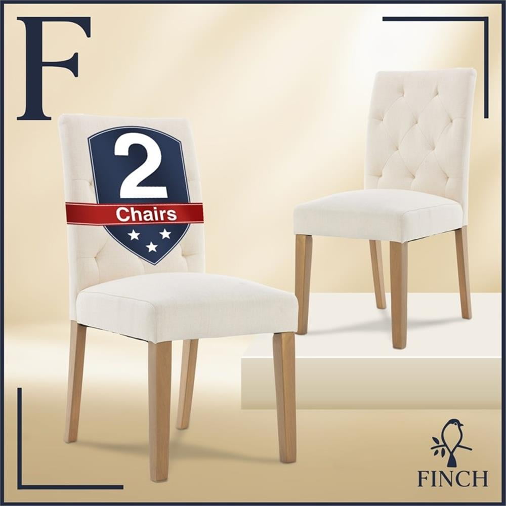 Provence Cream Upholstered High-Back Wooden Side Chair Set