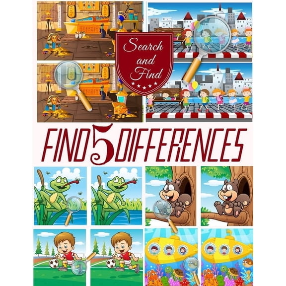 Find 5 Differences: Search and find books for children, Spot 5 differences between two pictures with answers., (Paperback)
