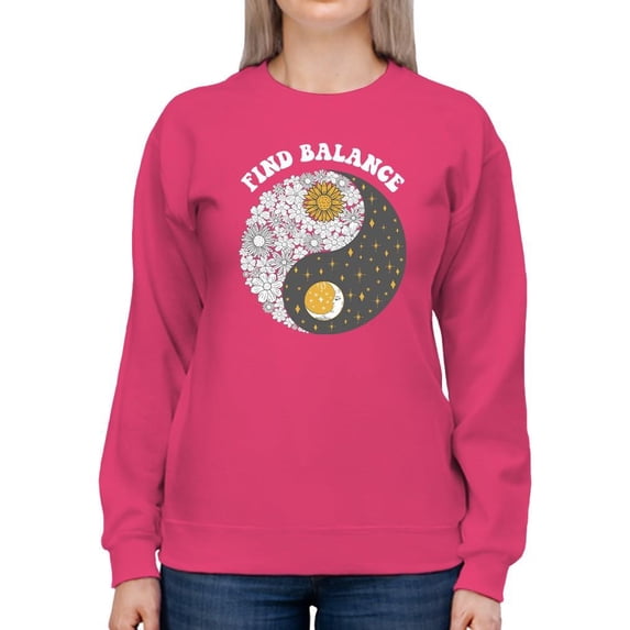 Find Balance, Ying And Yang Sweatshirt Women -Smartprints Designs, Female Large
