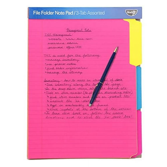 IdeaStream Find It File Folder Notepad, Letter Size, Assorted Neon, Pack Of 12 Folders