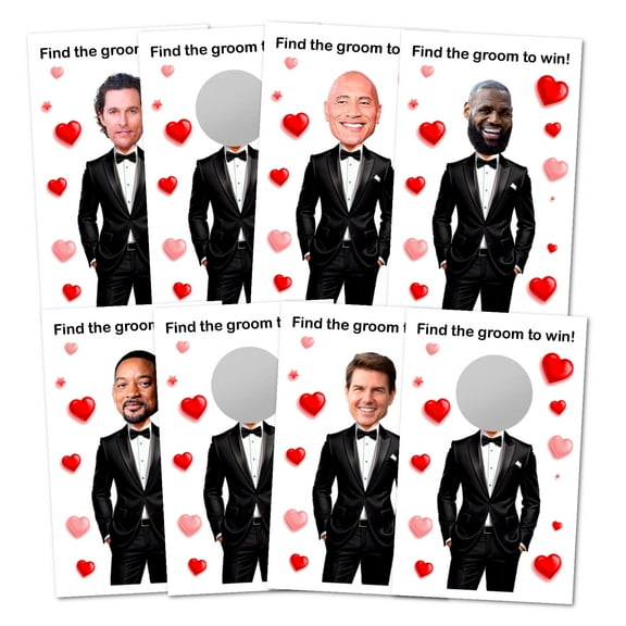 Find the Groom to win Bridal Shower Scratch Off Game, 40 Pack, Fun & Easy Wedding Shower Game for Guests, Engagement Party, Bachelorette Party, and Bride-to-Be Celebration Scratch Off Cards.