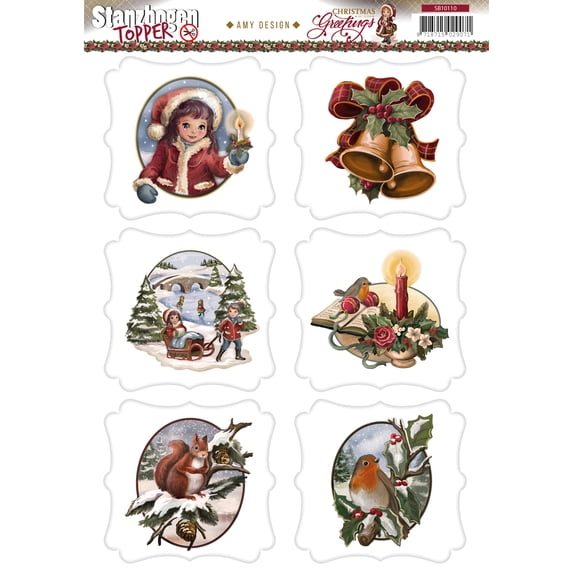 Find It Trading Amy Design Topper Sheet-Christmas Greetings, Pk 10, Amy Design