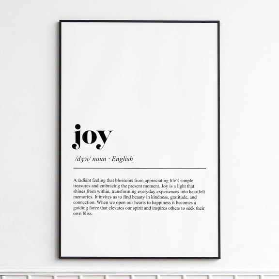 Find Joy Definition Print, Inspirational Typography Wall Art, Unframed Paper Poster 8x10in