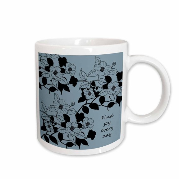 3drose, Find Joy Every Day Floral, 15oz Mug