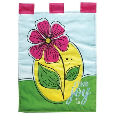 Find Joy Pink Floral 18 x 13 Polyester Decorative Outdoor Hanging Garden Flag