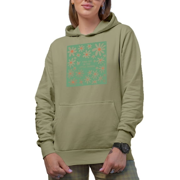 Find Joy in the Little Things, Flowers Art Merch Gift, Sand Hooded Sweatshirt or Hoodie, Small