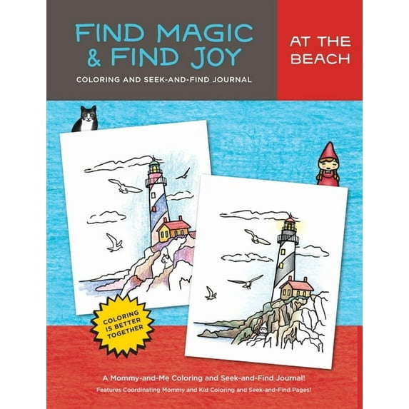 Bright Books Find Magic & Joy: At the Beach: The Original Mommy-and-Me Coloring and Seek-and-Find Journal, (Paperback)