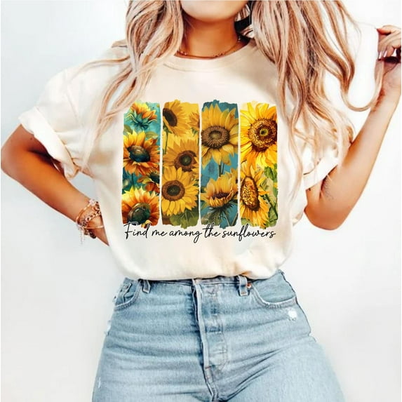 Find Me Among the Sunflowers Shirt, Boho Floral Tee, Retro Summer Shirt, Spring Floral Shirt, Girly Preppy Shirt, Trendy Wildflowers Tee