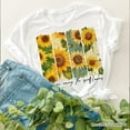thumbnail image 1 of Find Me Among the Sunflowers T-Shirt, White and Natural Floral Tee for Trendy Women, 1 of 8