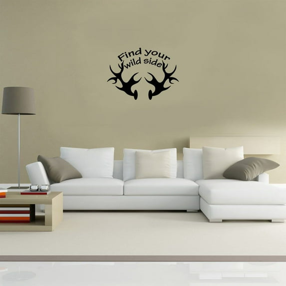 Find Your Wild Side Quote Cabin Hunting Camp Camping Scenery Vacation Quotes Wall Decal Sticker Vinyl Art Mural for Girls / Boys Campers Home Room Walls Bedroom House Decor Decoration (18x20 inch)