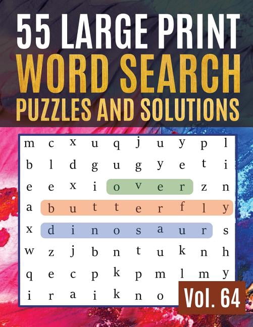 Find Words for Adults & Seniors: 55 Large Print Word Search Puzzles and Solutions: Activity Book for Adults and kids Full Page Seek and Circle Word Searches to Challenge Your Brain (Paperback)(Large P