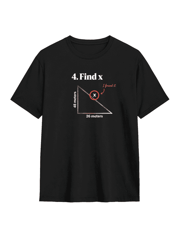 Find X Math Triangle Problem Retro Graphic Tee for Men and Women, Witty Teacher Cotton Short Sleeves T-Shirt