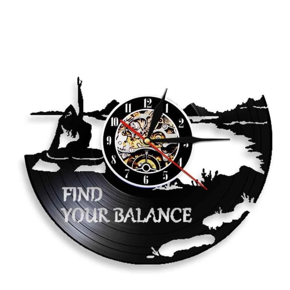 Find Your Balance Yoga Quotes On Life Wall Clock Yoga Studio Vinyl Record Wall Clock Mandala Om Meditate Zen Lotus Buddha Spirit Without LED