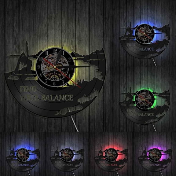 Find Your Balance Yoga Quotes On Life Wall Clock Yoga Studio Vinyl Record Wall Clock Mandala Om Meditate Zen Lotus Buddha Spirit