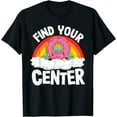 thumbnail image 1 of Find Your Center Funny Donut Rainbow Sarcastic Yoga T-Shirt, 1 of 2