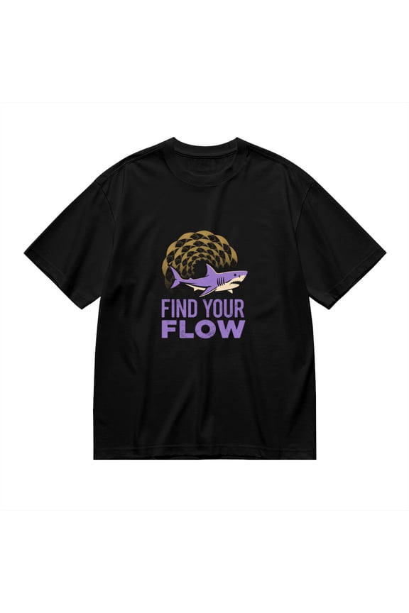 Find Your Flow, Shark Cloud Print 2, Vintage T Shirt, Cotton T-Shirt for Men, 23554187,S