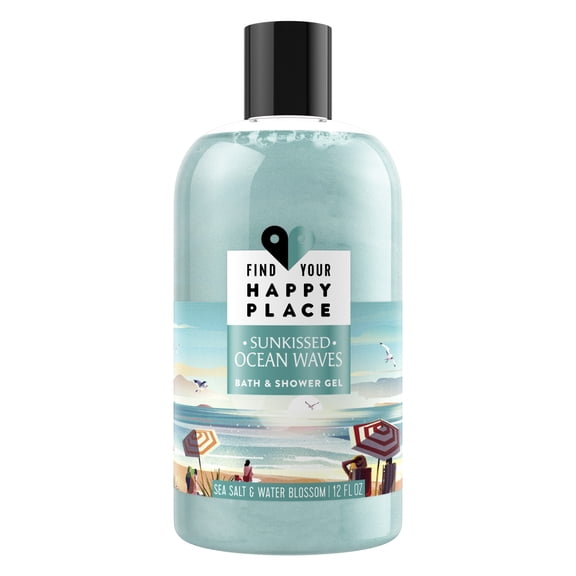 Find Your Happy Place Sunkissed Ocean Waves Indulgent Bubble Bath And Shower Gel Sea Salt and Water Blossom, 12 fl oz