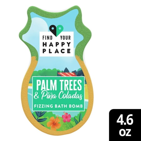 Find Your Happy Place Fizzing Bath Bomb Palm Trees and Pina Coladas Coconut Water and Pineapple 4.6 oz