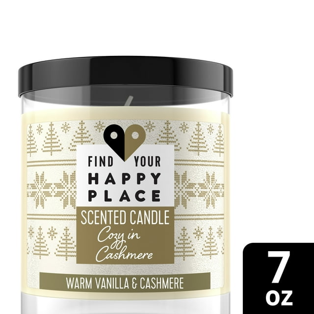 Find Your Happy Place Jar Candle Cozy In Cashmere Warm Vanilla, 7 oz