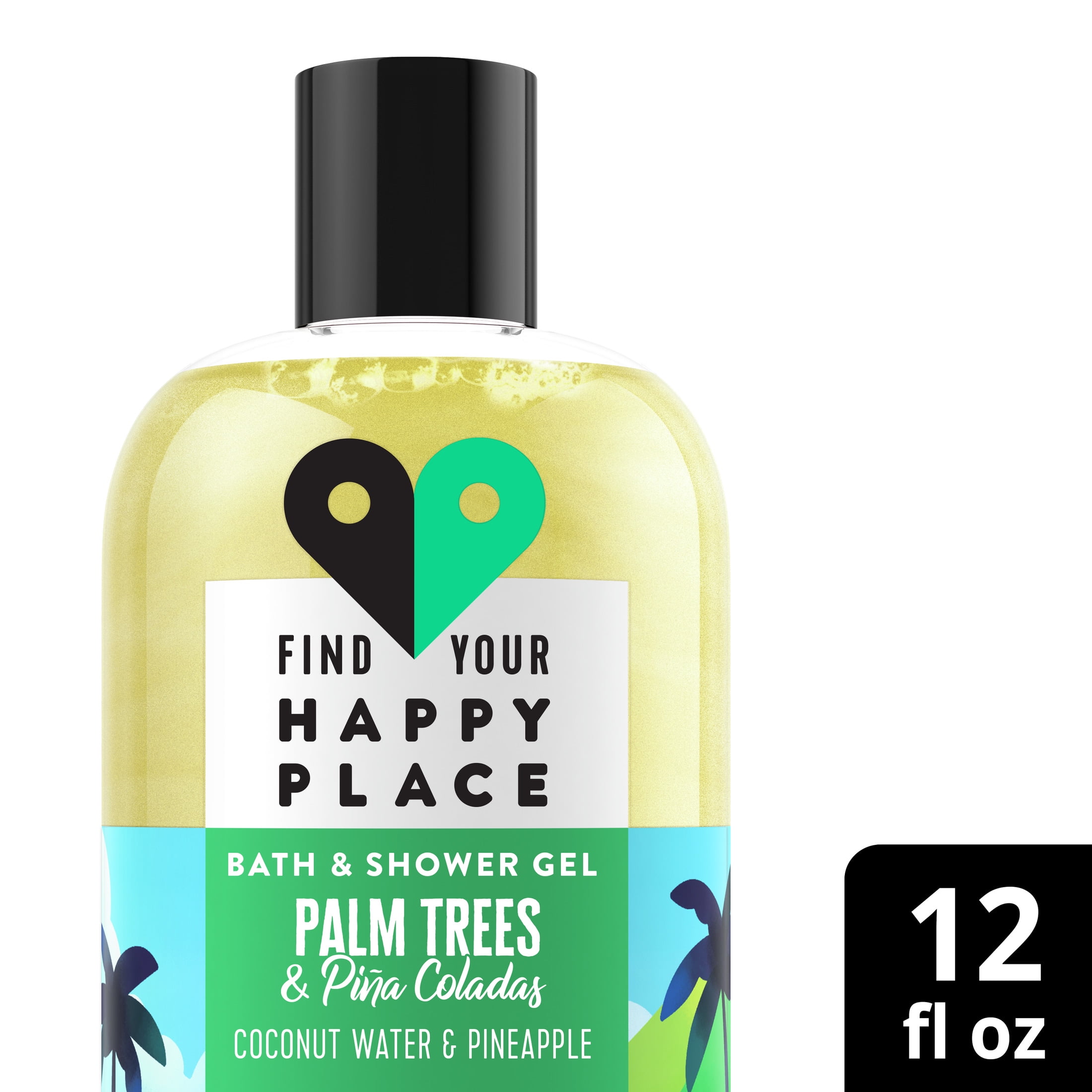 Find Your Happy Place Palm Trees and Pina Colada Bath and Shower Gel, 12 oz