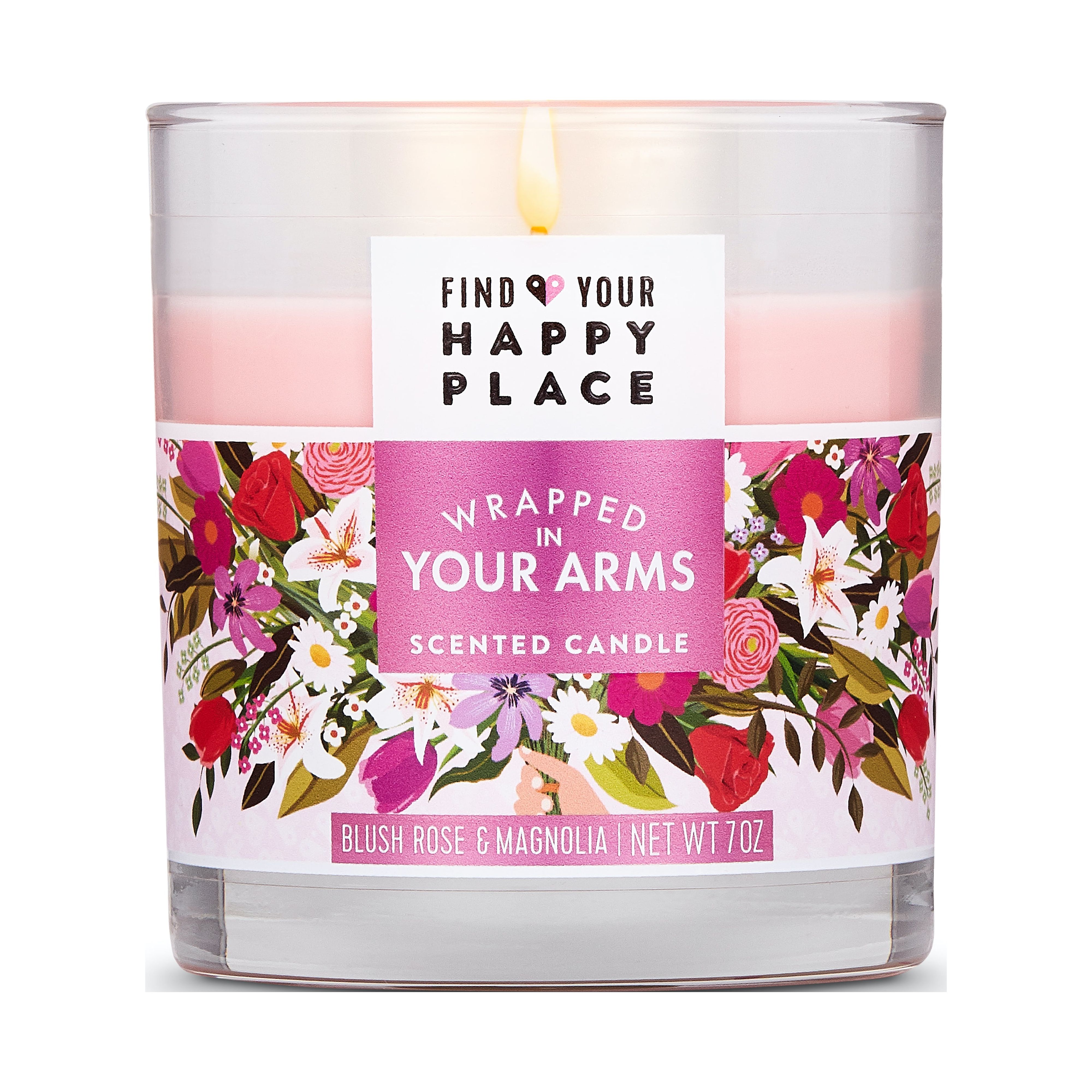Find Your Happy Place Scented Jar Candle Wrapped In Your Arms Blush Rose and Magnolia,7 oz - image 1 of 9