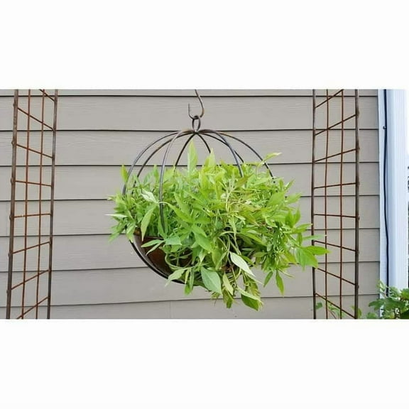 Find Your Passage LLC Large Hanging Globe-shaped Handmade Metal Planter with 10-inch Hook Grey