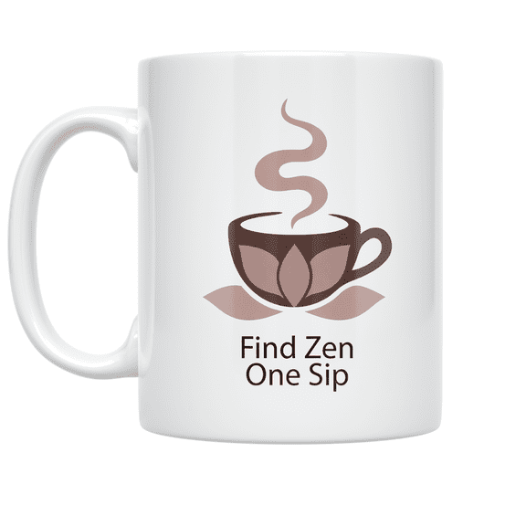 Find Zen One Sip - Mindfulness Meditation Seeker - 11 oz Ceramic Coffee Mug