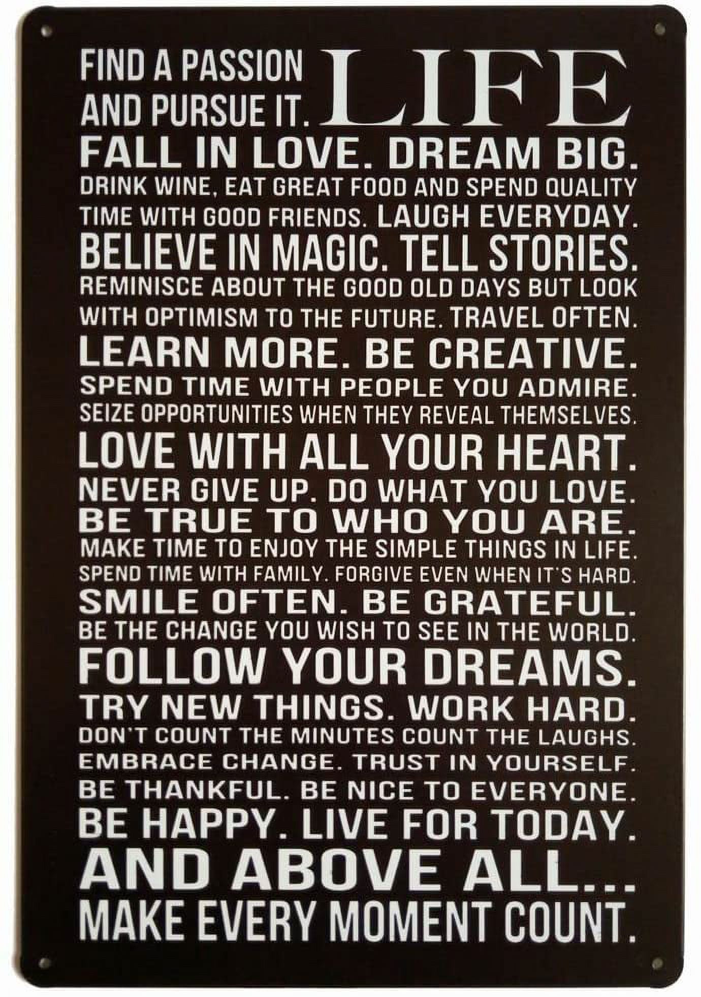 Life Retro Metal Tin Sign – 'Find A Passion & Pursue It' Vintage Wall Art, 12x8 Inch, Rustic Decor