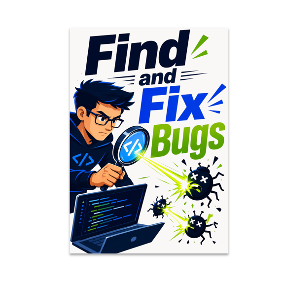 Find and Fix Bugs Coder Decor - Tech Enthusiast - 13x19 Poster Print