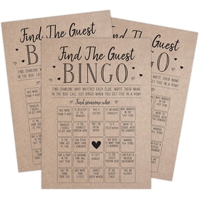 Find the Guest Bingo Game For Bridal Shower, Baby Shower and Bachelorette Parties, 50 Game Cards Included