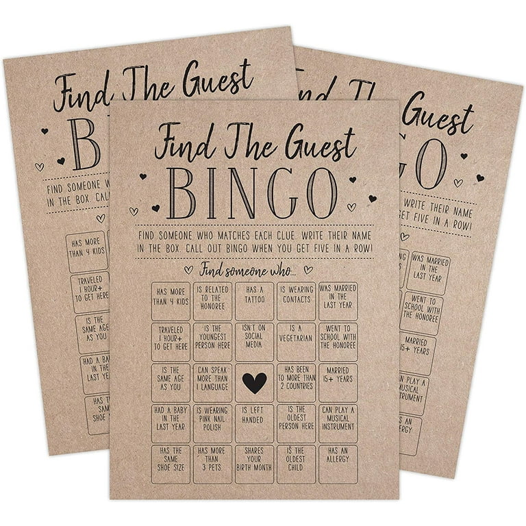 Find the Guest Bingo Game For Bridal Shower, Baby Shower and Bachelorette Parties, 50 Game Cards Included - Walmart.com find-the-guest-bingo-game-for-bridal-shower-baby-shower-and-bachelorette-parties-50-game-cards-included-walmart-com