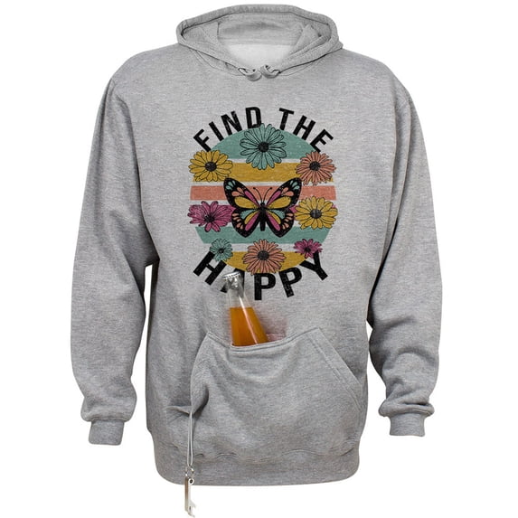 Find the Happy Butterfly Beer Holder Tailgate Hoodie Sweatshirt Unisex Large Oxford