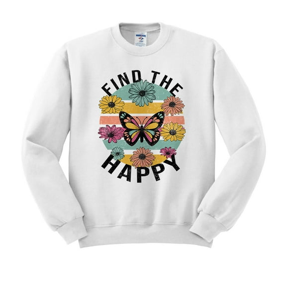 Find the Happy Butterfly Sweatshirt Unisex Large White
