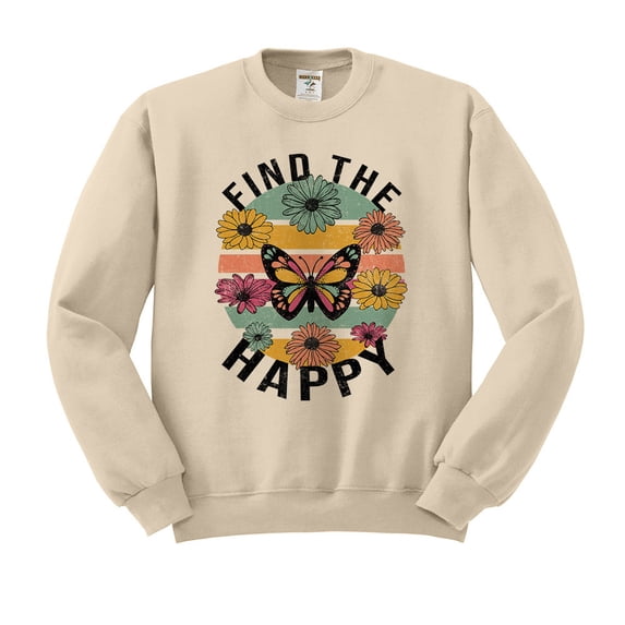 Find the Happy Butterfly Sweatshirt Unisex X-Large Sand