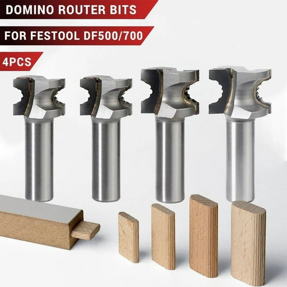 Findbuytool Domino Tenon Router Bit Set, 4-Piece (5mm, 6mm, 8mm, 10mm), 1/2" Shank, Carbide Bits, Make Domino Tenons for Festool Domino Joiner