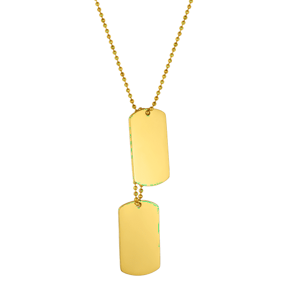 FindChic 14K Gold Plated Dog Tags Necklace for Men Wheat Chain Pendant Necklace Jewelry Gift,with Jewelry Box