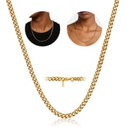 FindChic 14K Gold Plated Necklace for Men Women Cuban Chain Stainless Steel Necklaces Graduation Fathers Day Jewelry Gifts Him Boyfriend Husband Adults Male Son