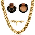 thumbnail image 1 of FindChic Cuban Link for Men Women 14K Gold Plated Chain Necklace Stainless Steel Jewelry Easter Basket Stuffers Gifts Him Boyfriend Husband Adults Male Son Age Ideas, 12MM/24inch, 1 of 11