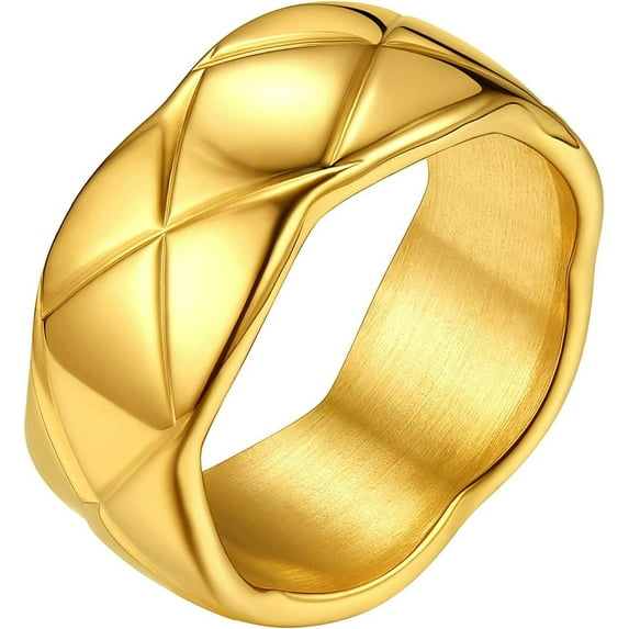 FindChic 14K Gold Plated Rings for Men Women Crossover Band Rings for Him 6mm/9mm Wide Size 7-12 Crossover Wedding Knucle Finger Ring Engagement Promise Rings Valentine's Birthday Day Gift