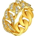 thumbnail image 1 of FindChic 18K Gold Plated Ring Link Chain BandBand for Men Women Size 7 to 14 Cubic Zirconia Rings Bling Jewelry, with Gift Box, 1 of 8