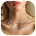 thumbnail image 1 of FindChic 2pcs Stainless Steel Necklace for Women Layered Herringbone Choker Flat Snake Chain Birthday Christmas Stocking Stuffer Jewelry Gifts Her Mom Wife Female Adults Age Ideas, 3mm & 5mm, 1 of 11