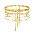 thumbnail image 1 of FindChic 3pcs Layered Anklets for Women Gold Plated Herringbone Chain Cuban Link Beaded Heart Ankle Bracelet Set Adjustable Foot Chain Stainless Steel Waterproof Summer Beach Jewelry Gifts for Mom, 1 of 7