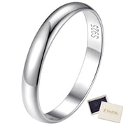 FindChic Simple Band Rings for Women, 3mm Pure 925 Sterling Silver Ring Engagement Wedding Band for Couple, Mothers Day Jewelry Gifts - Size 9