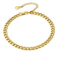 thumbnail image 1 of FindChic 14K Gold Plated Anklets for Women Stainless Steel Cuban Curb Chain Summer Beach Ankle Link for Birthday Christmas with Gift Box, 5mm Width 8.5'', 1 of 9