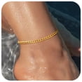 thumbnail image 1 of FindChic 14K Gold Plated Anklets for Women Stainless Steel Cuban Chain Summer Ankle Bracelets Birthday Mothers Day Jewelry Gifts Her Mom Wife Lady Adults Age Ideas, 8.5'', 1 of 9