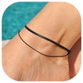 thumbnail image 1 of FindChic Anklets for Women Black Layered Ankle Bracelets Non-Tarnish Stainless Steel Adjustable Waterproof Flat Snake Foot Chain, Summer Beach Jewelry Gifts for Mothers Day/Graduation, 1 of 8