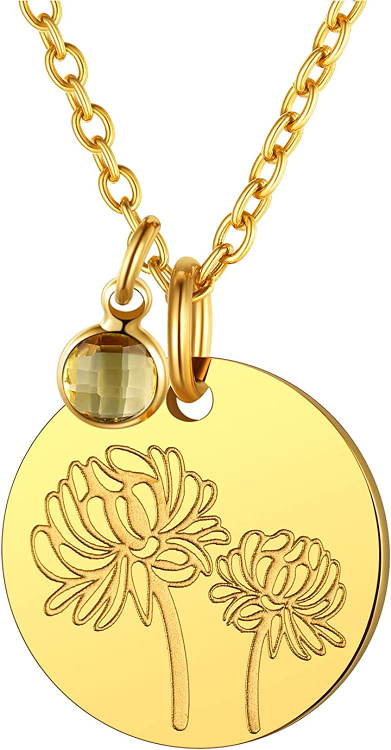 Tiny Birth Flower Charm • Add On, 14K Yellow Gold Filled / November • Chrysanthemum