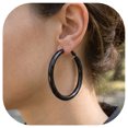 thumbnail image 1 of FindChic Black Hoop Earrings for Women Stainless Steel Huggie Loop Earrings Hollow Tube Hoops Birthday Christmas Jewelry Gifts Her Mom Wife, 50mm, 1 of 8