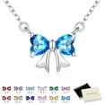thumbnail image 1 of FindChic Bow Necklace for Women, Synthetic Blue Topaz Birthstone Necklaces Bow Heart Cubic Zirconia Pendant Birthday Mothers Day Jewelry Gifts Her Wife Lady Adults Ideas, 1 of 9