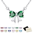 thumbnail image 1 of FindChic Bow Necklace for Women, Synthetic Emerald Birthstone Necklaces Bow Heart Cubic Zirconia Pendant Birthday Mothers Day Jewelry Gifts Her Wife Lady Adults Ideas, 1 of 9